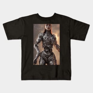 Cyborg Girl Cyberpunk Woman Kids T-Shirt